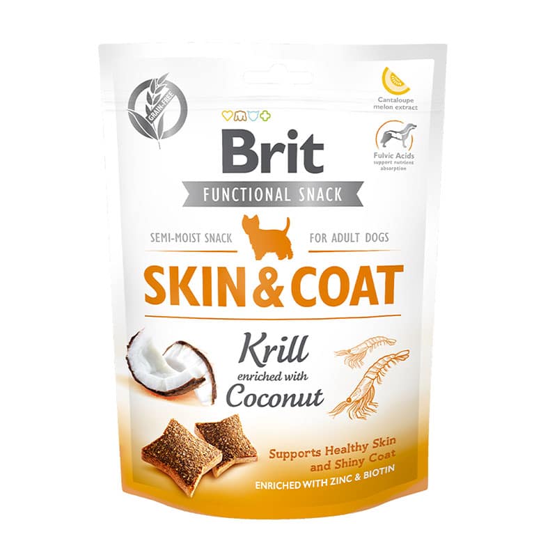 Brit Functional Snack Skin & Coat Krill Coconut 150 gr.