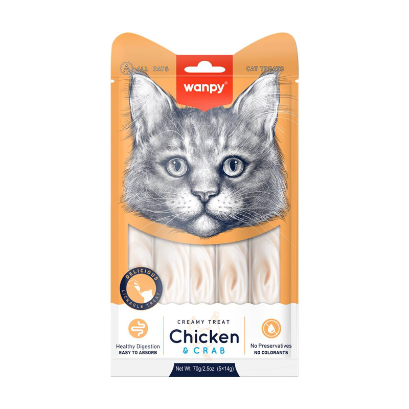 Wanpy Snack Creamy Gato Pollo y crab cangrejo 70 grs