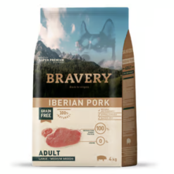 Bravery Perro Adulto Large/Médium Breeds Iberian Pork 4 Kg.