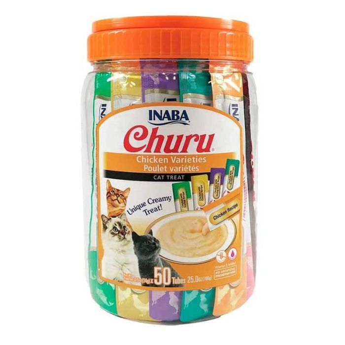 Churu Snack Para Gato Tarro Pollo Variedades 50 Tubos