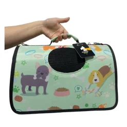 Bolso Portátil Gato Perro Verde