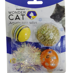 Juguete Set 4 Pelotas Surtidas Brillo Para Gatos