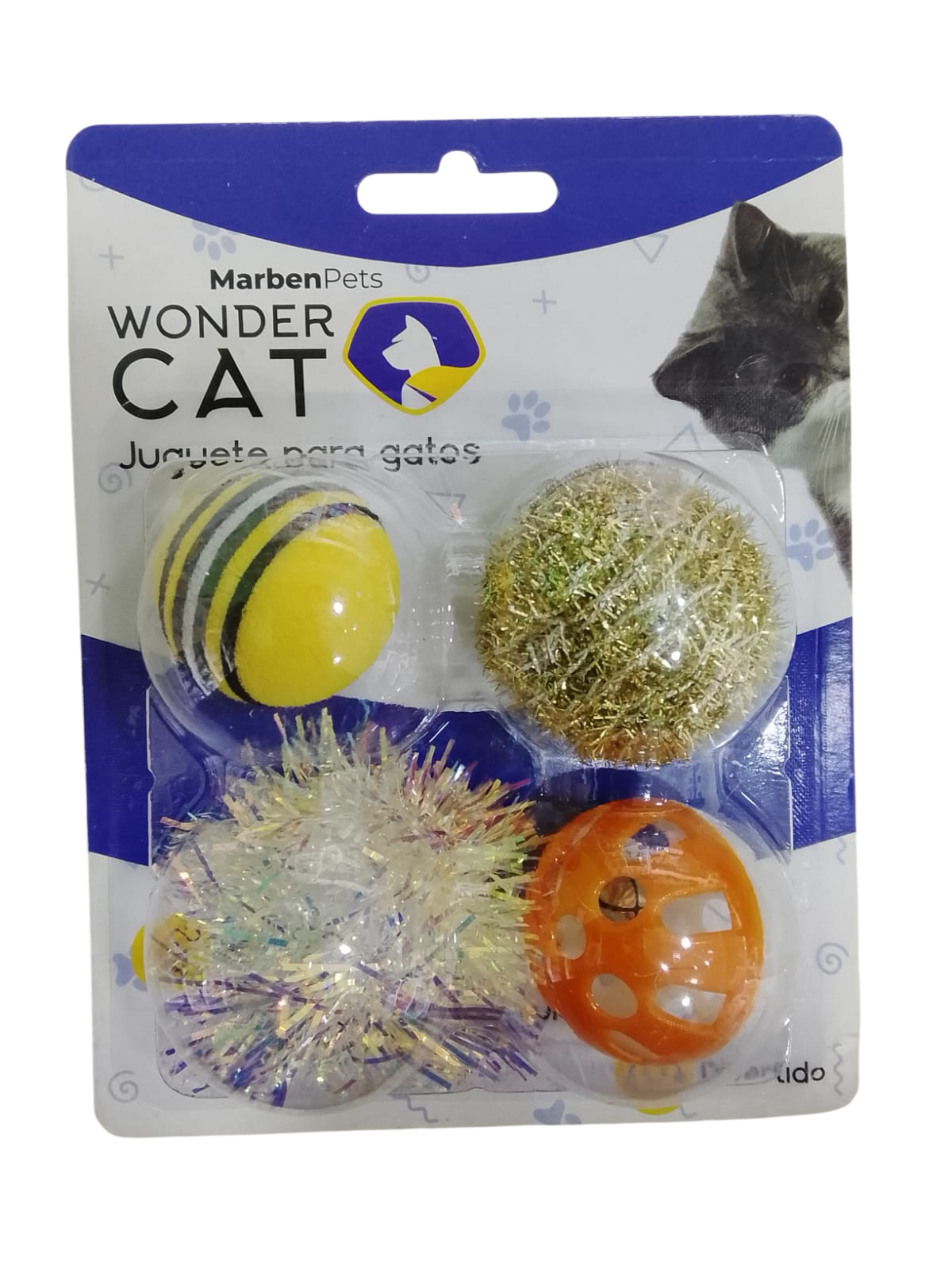 Juguete Set 4 Pelotas Surtidas Brillo Para Gatos