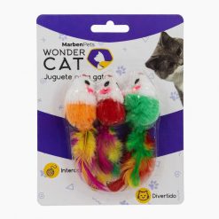 Juguete Set Ratones Con Plumas X 3 Para Gatos