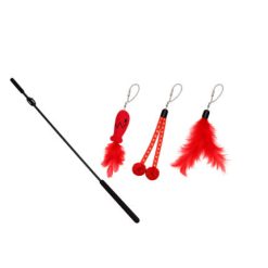 Varilla Plumas Pez Pompones Rojo